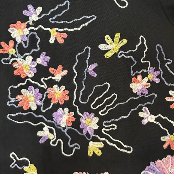 Vintage Embroidered Artsy Kimono Style Floral Black Button Down Jacket size XL - Picture 3 of 10